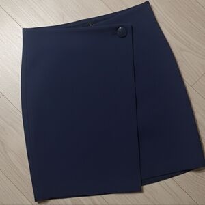 LOFT Navy Faux Wrap Knit Skirt Size 6